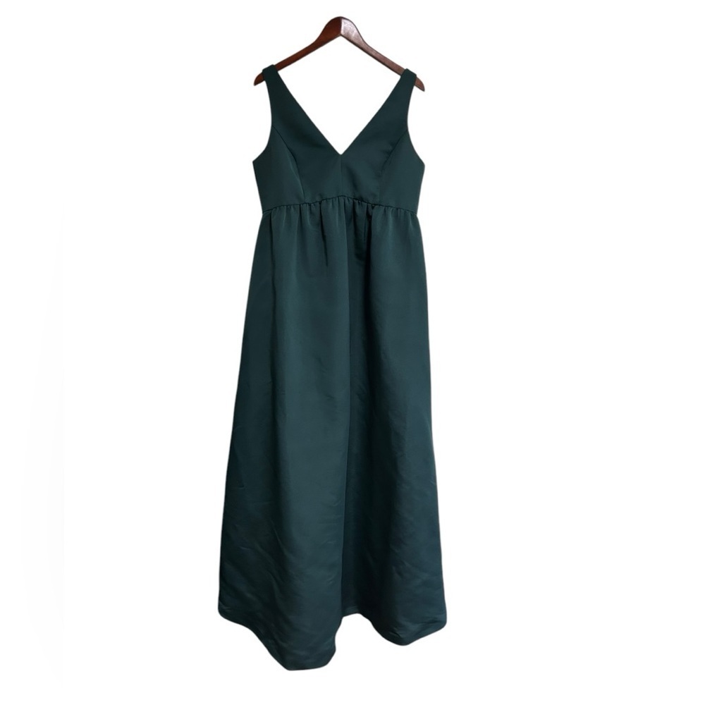 Amsale Jacqueline Gown Formal Dress Size 14 Hunter Green V-Neck NWT